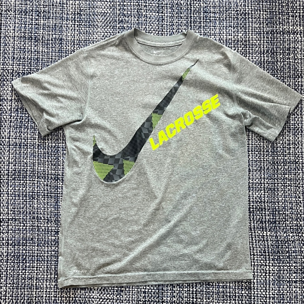 Nike Gray Lacrosse Graphic Tee - dri fit